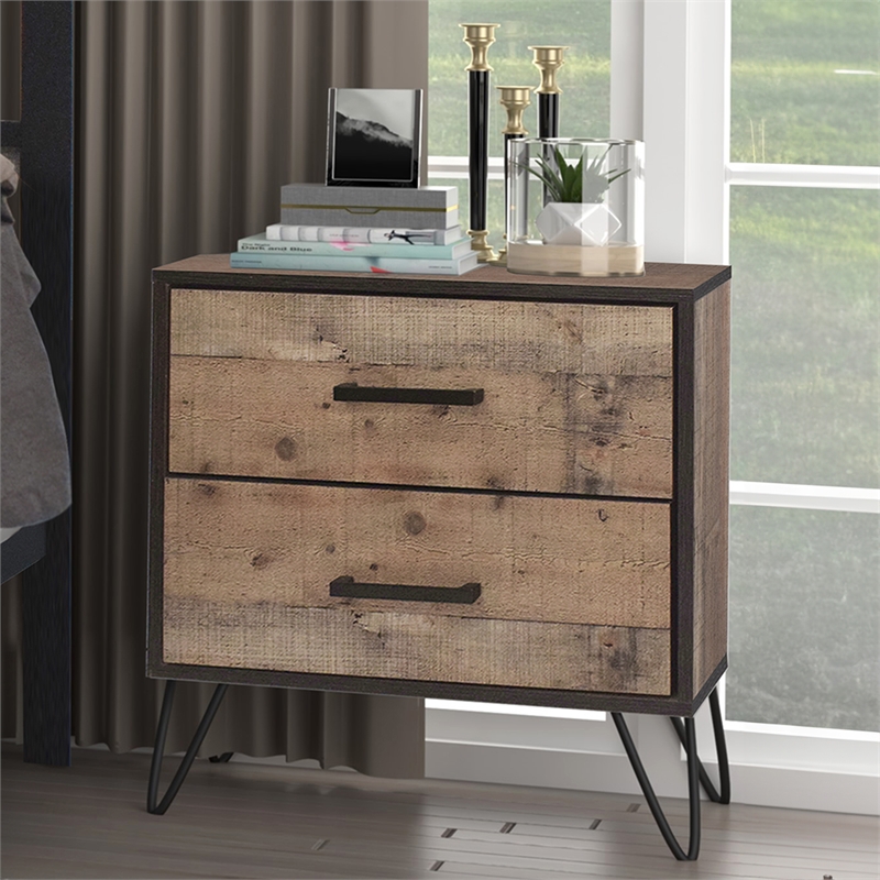 New Classic Furniture Elk River Solid Wood 2-Drawer Nightstand in Rustic Brown