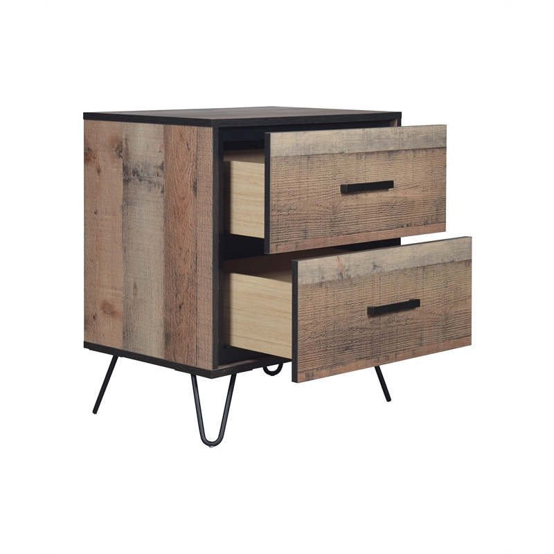 New Classic Furniture Elk River Solid Wood 2-Drawer Nightstand in Rustic Brown