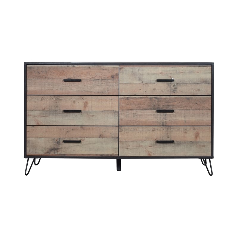 New Classic Furniture Elk River Solid Wood 6-Drawer Dresser in Rustic Brown