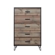 New Classic Furniture Elk River Solid Wood 5-Drawer Chest in Rustic Brown
