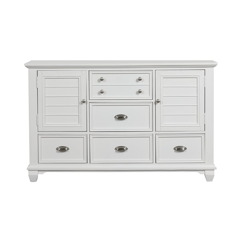 New Classic Furniture Jamestown Solid Wood 5-Drawer Dresser in White