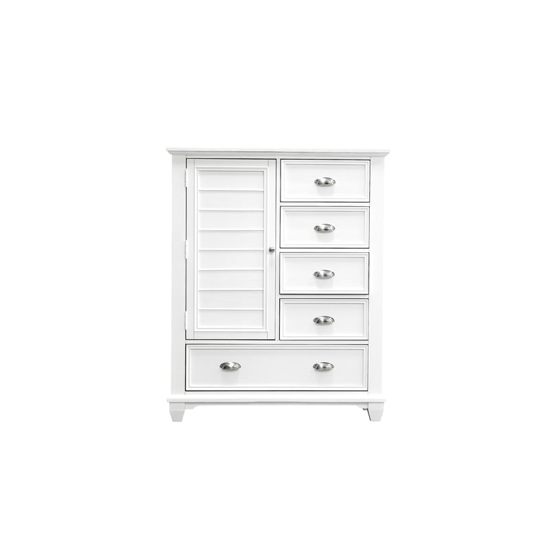 New Classic Furniture Jamestown Solid Wood 5-Drawer Door Chest in White