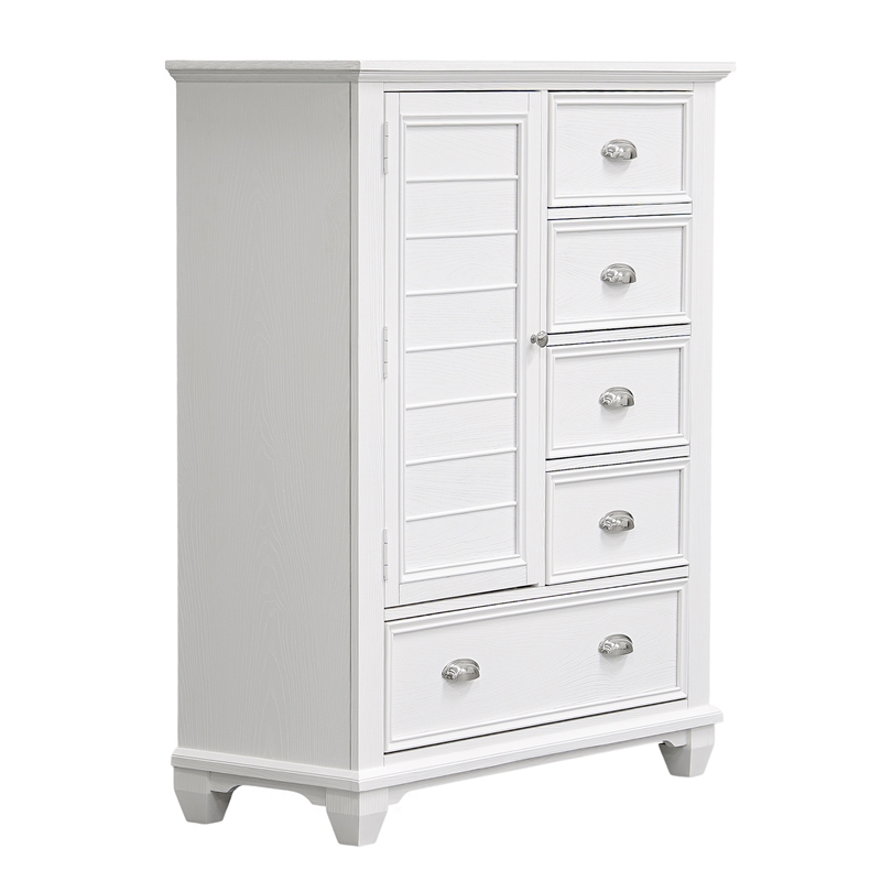 New Classic Furniture Jamestown Solid Wood 5-Drawer Door Chest in White