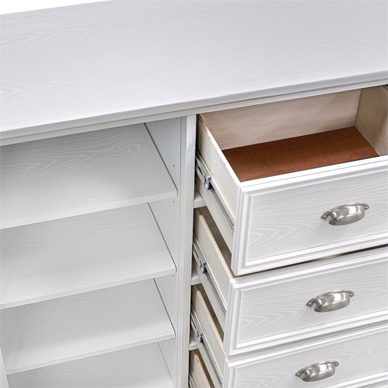 New Classic Furniture Jamestown Solid Wood 5-Drawer Door Chest in White