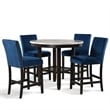 New Classic Celeste 5-Piece Wood Round Counter Table Set in Blue