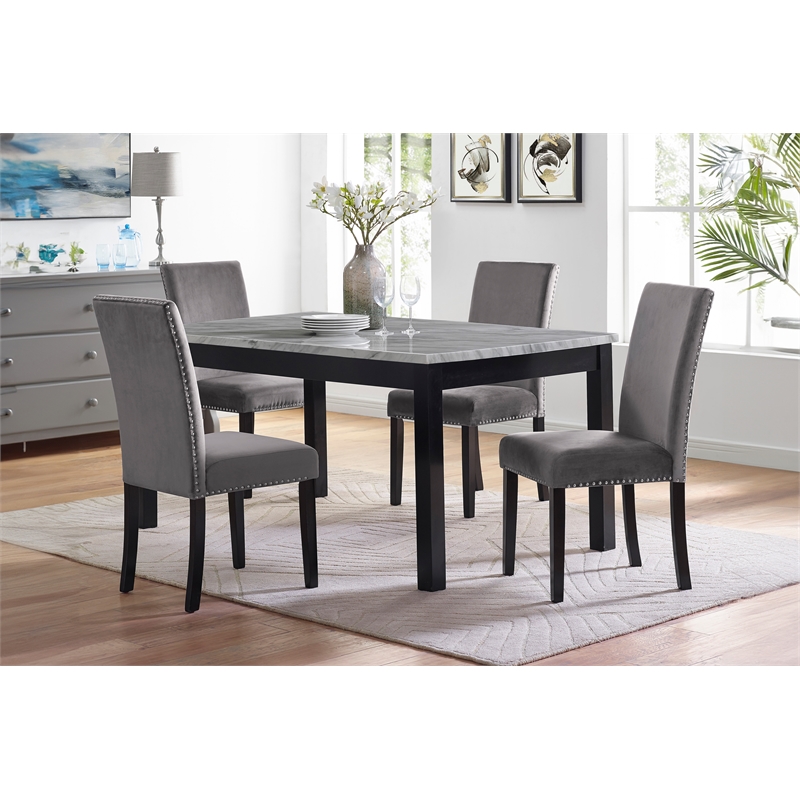 New Classic Celeste 5-Piece Wood Rectangle Dining Table Set in Gray
