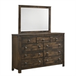 New Classic Furniture Blue Ridge Solid Wood Dresser with Mirror in Rustic Gray