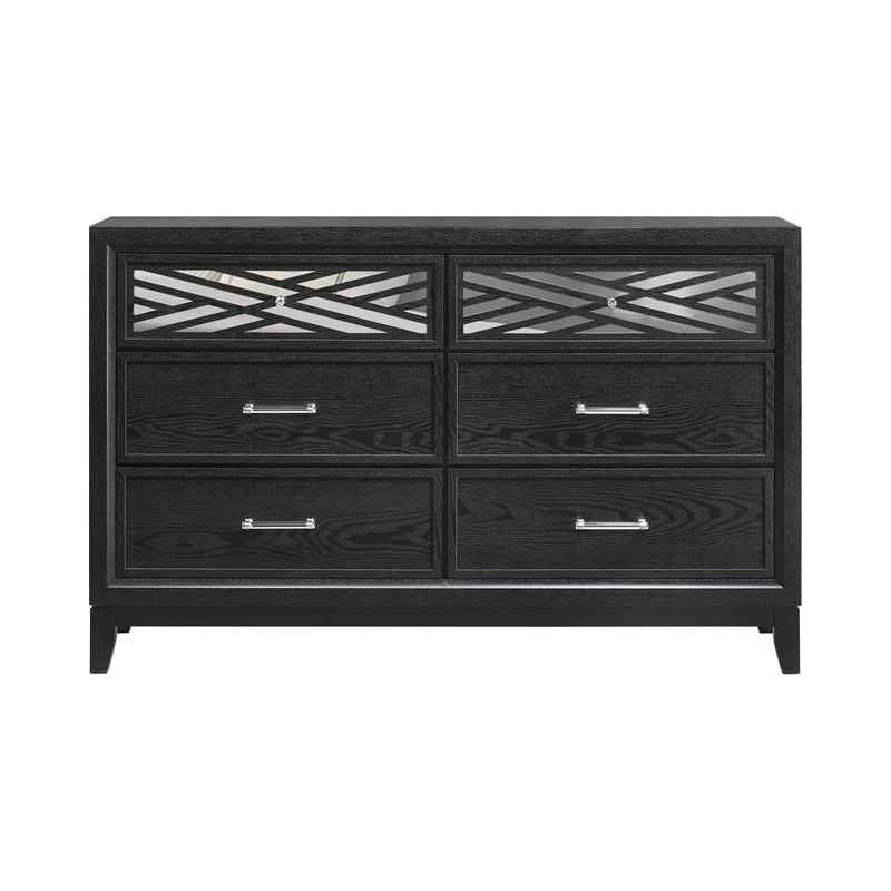 New Classic Furniture Obsidian 6-Drawer Solid Wood Dresser in Black