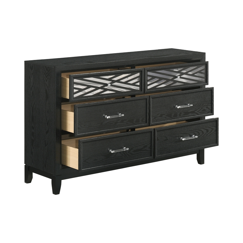 New Classic Furniture Obsidian 6-Drawer Solid Wood Dresser in Black