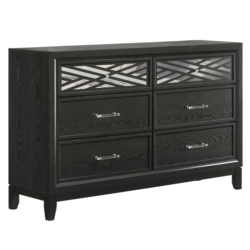 New Classic Furniture Obsidian 6-Drawer Solid Wood Dresser in Black