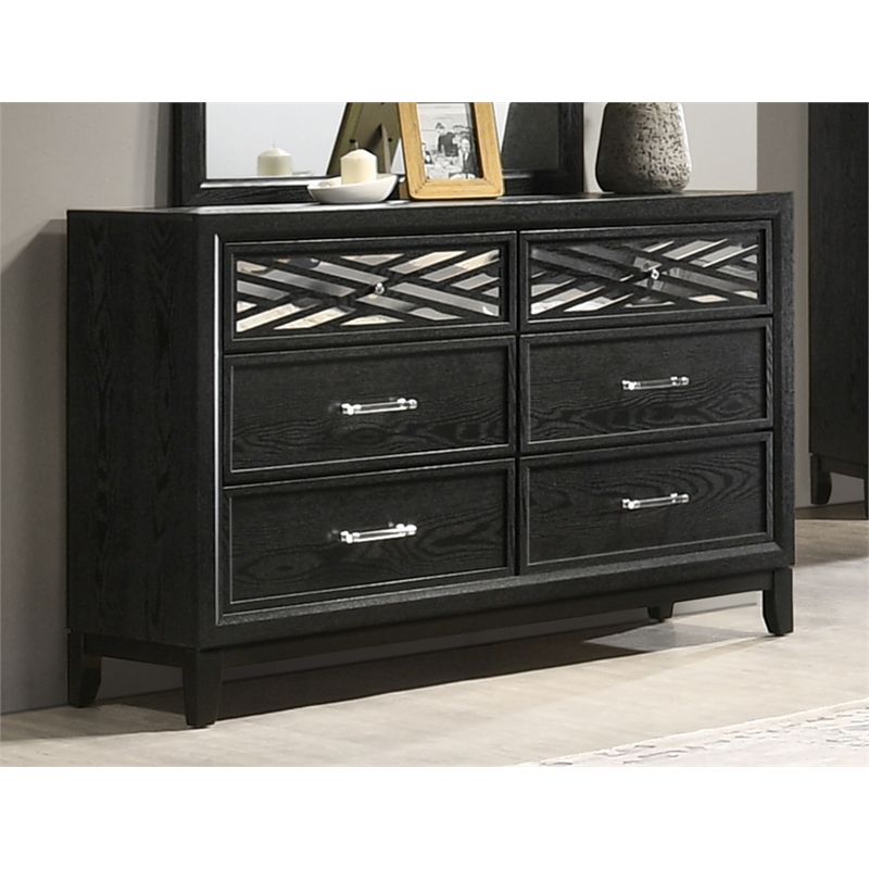 New Classic Furniture Obsidian 6-Drawer Solid Wood Dresser in Black