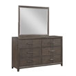 New Classic Furniture Landon Solid Wood Dresser with Mirror Set in Walnut