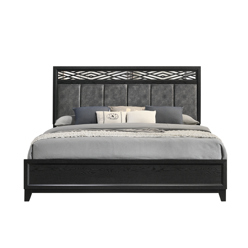 New Classic Furniture Obsidian Solid Wood King Panel Bed in Black