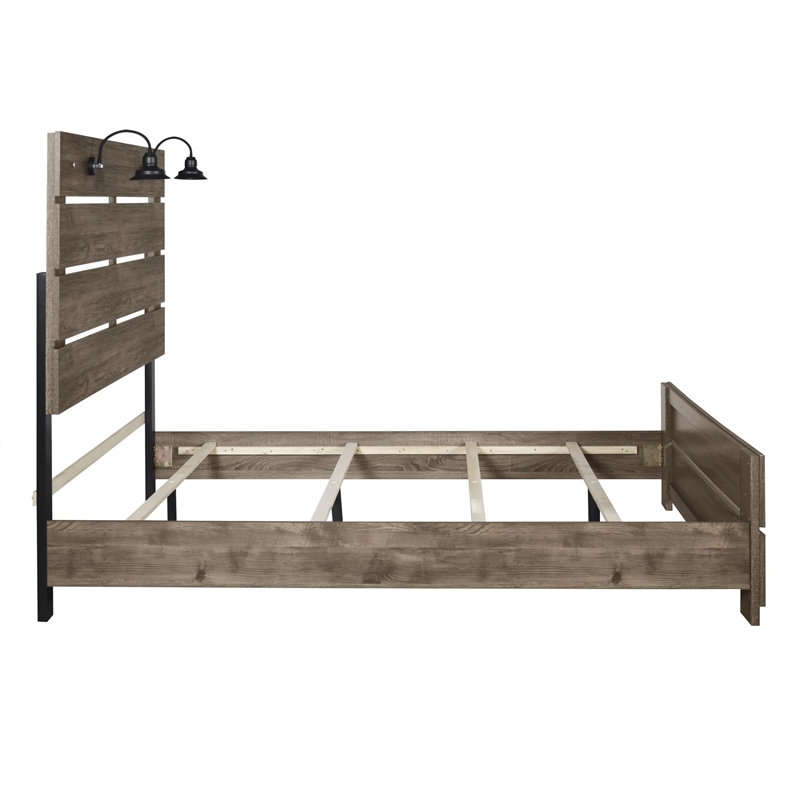 New Classic Furniture Misty Lodge Wood California King Panel Bed in Gray