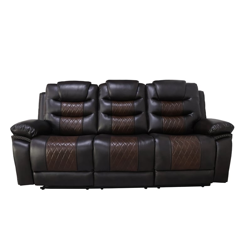 New Classic Furniture Nikko Leather Sofa with Power Footrest in Brown