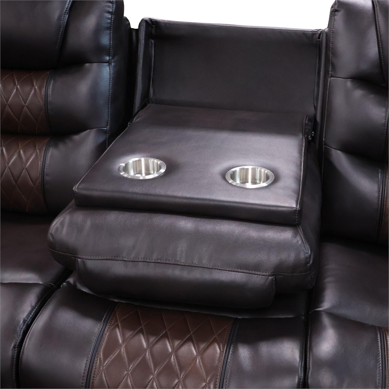 New Classic Furniture Nikko Leather Sofa with Power Footrest in Brown