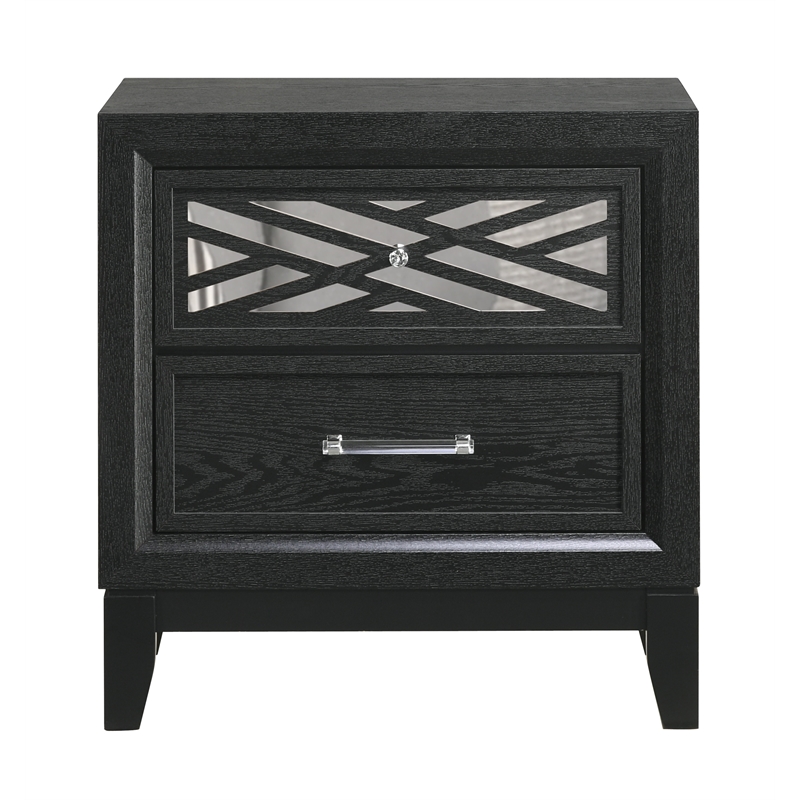 New Classic Furniture Obsidian 2-Drawer Solid Wood Nightstand in Black