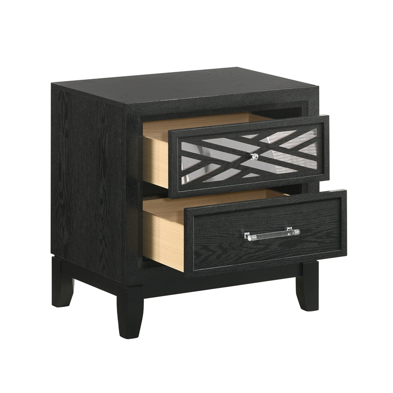 New Classic Furniture Obsidian 2-Drawer Solid Wood Nightstand in Black