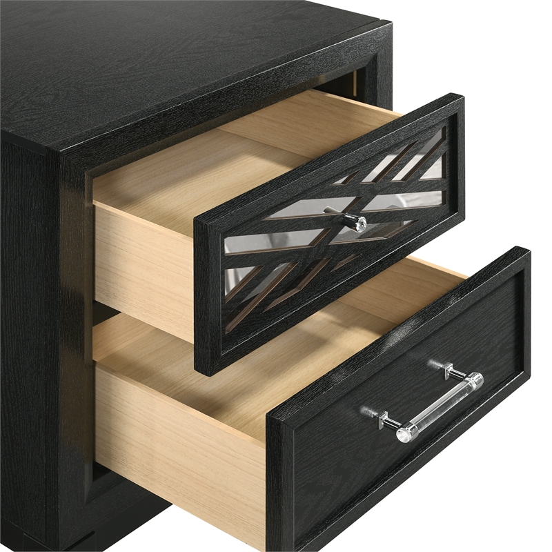 New Classic Furniture Obsidian 2-Drawer Solid Wood Nightstand in Black