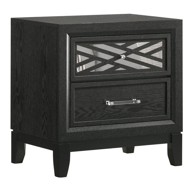 New Classic Furniture Obsidian 2-Drawer Solid Wood Nightstand in Black