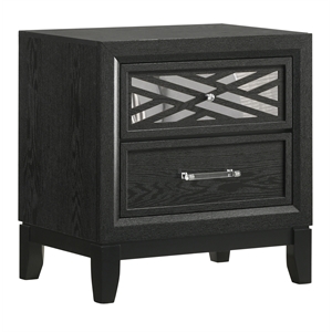 New Classic Furniture Obsidian 2-Drawer Solid Wood Nightstand in Black