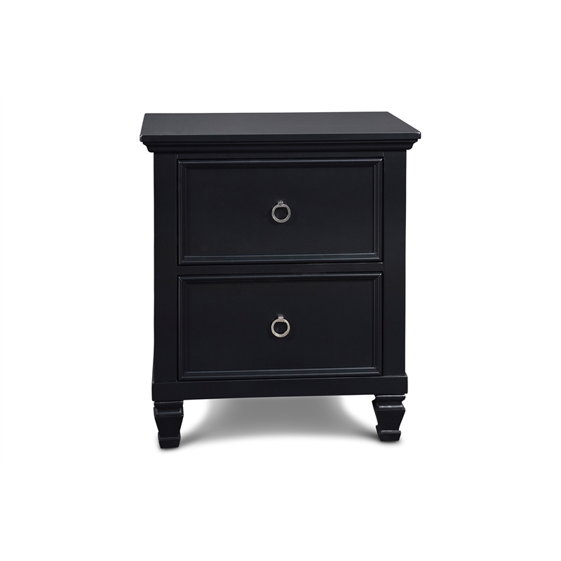 New Classic Furniture Tamarack Solid Wood 2-Drawer Nightstand in Black