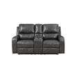New Classic Furniture Linton Leather Console Loveseat w/ Power Footrest in Gray