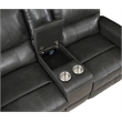 New Classic Furniture Linton Leather Console Loveseat w/ Power Footrest in Gray