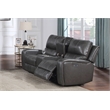 New Classic Furniture Linton Leather Console Loveseat w/ Power Footrest in Gray