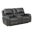 New Classic Furniture Linton Leather Console Loveseat w/ Power Footrest in Gray