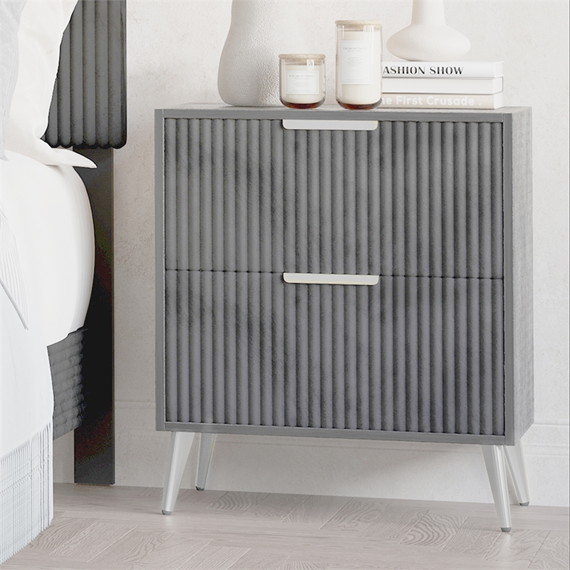 New Classic Furniture Kailani Contemporary Wood 2-Drawer Nightstand in Gray