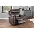 New Classic Furniture Quade Polyester Fabric Power Glider Recliner in Mocha