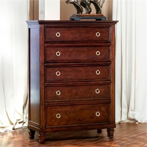 New Classic Furniture Tamarack Solid Wood 5-Drawer Chest in Cherry