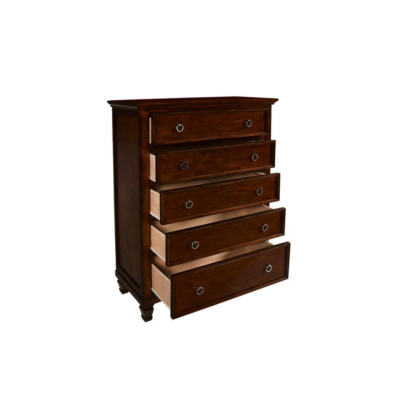 New Classic Furniture Tamarack Solid Wood 5-Drawer Chest in Cherry