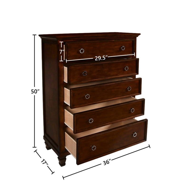New Classic Furniture Tamarack Solid Wood 5-Drawer Chest in Cherry