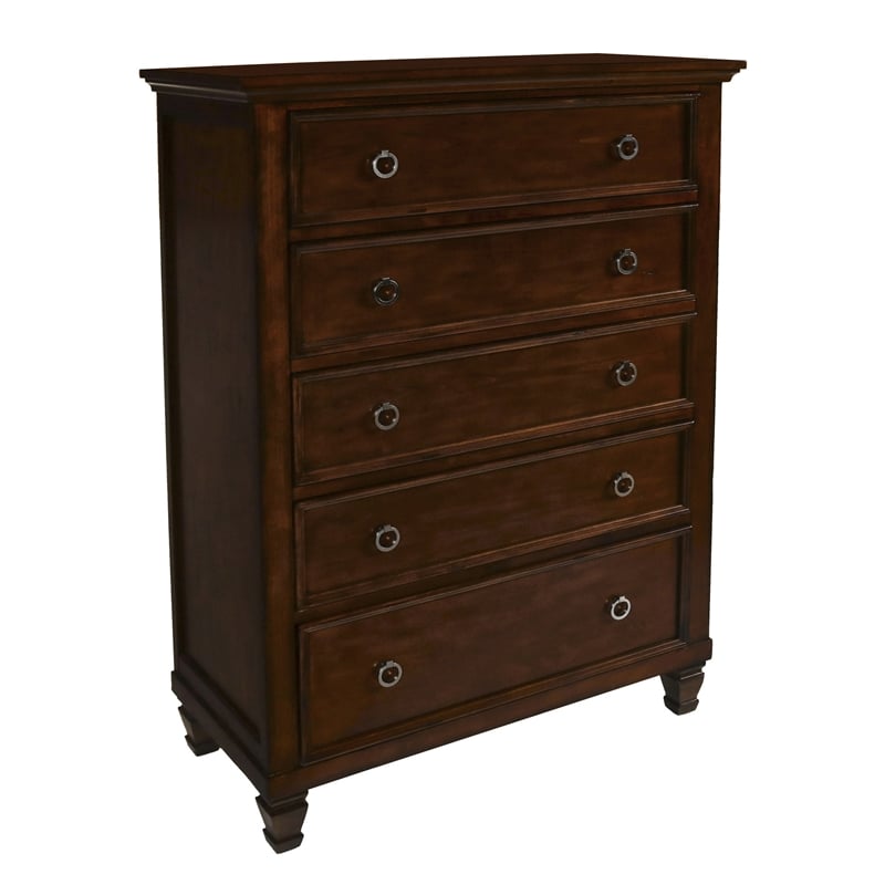 New Classic Furniture Tamarack Solid Wood 5-Drawer Chest in Cherry