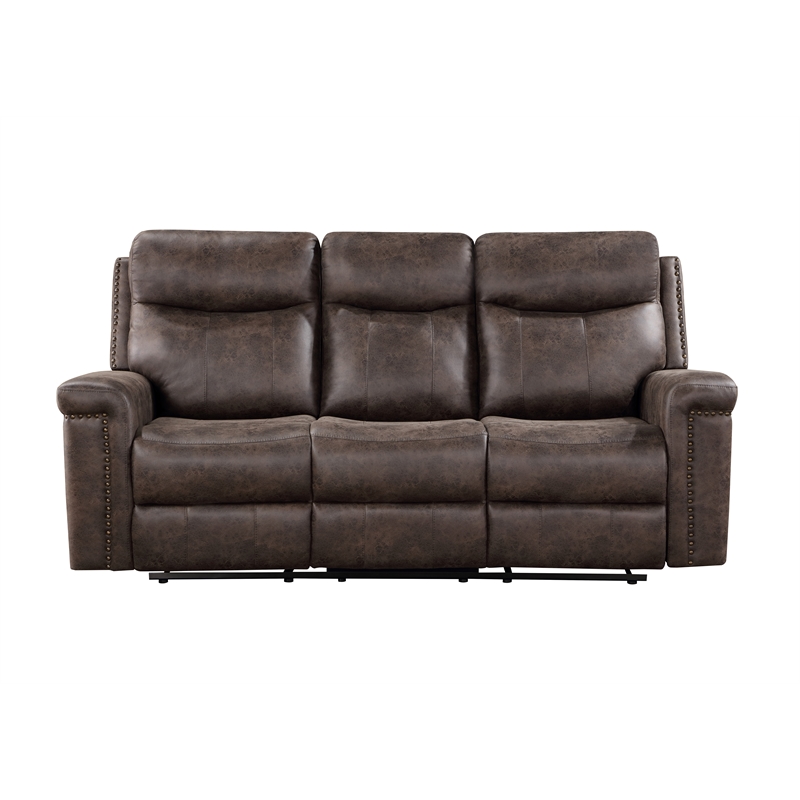 New Classic Furniture Quade Polyester Fabric Sofa with Power Footrest in Mocha