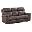 New Classic Furniture Quade Polyester Fabric Sofa with Power Footrest in Mocha