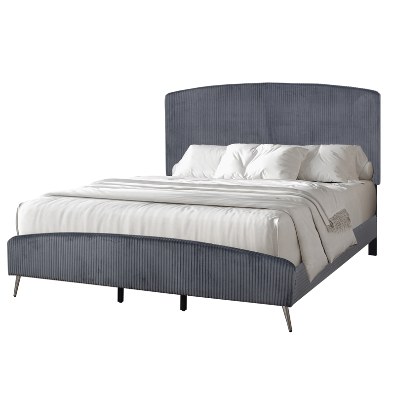 New Classic Furniture Kailani Wood King Upholstered Bed in Gray