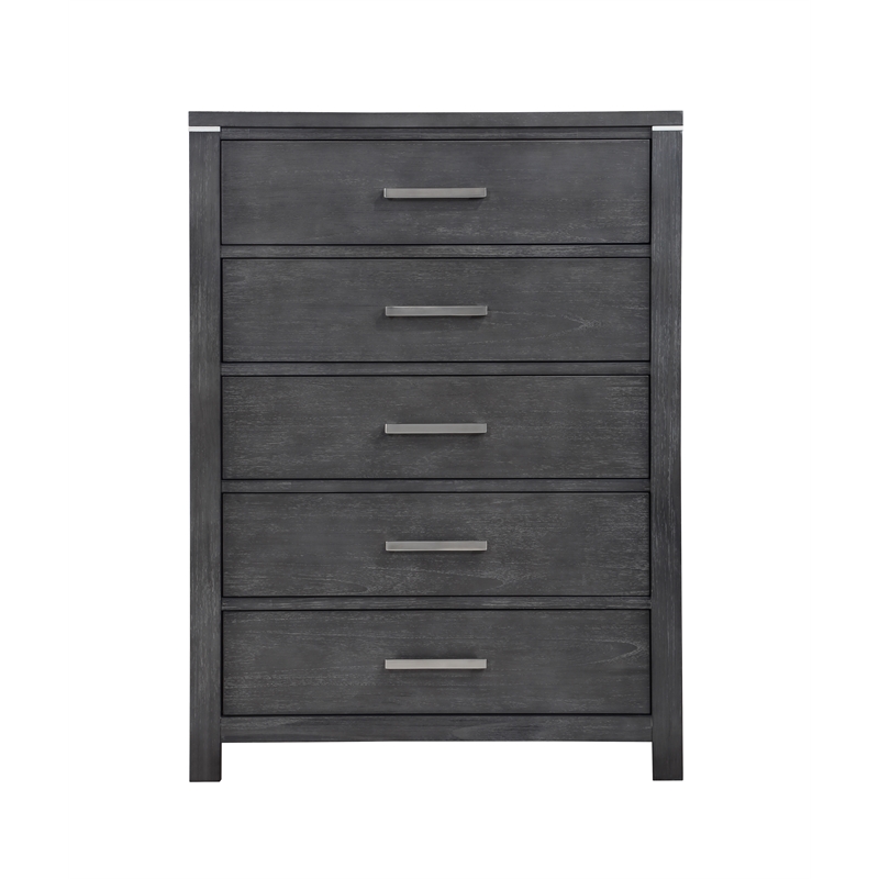 New Classic Furniture Odessa 5-Drawer Solid Wood Chest in Charcoal