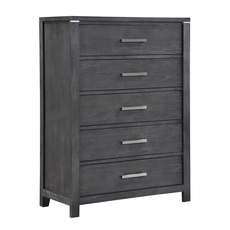 New Classic Furniture Odessa 5-Drawer Solid Wood Chest in Charcoal