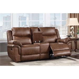 New Classic Furniture Ryland Polyester Fabric Console Loveseat in Brown