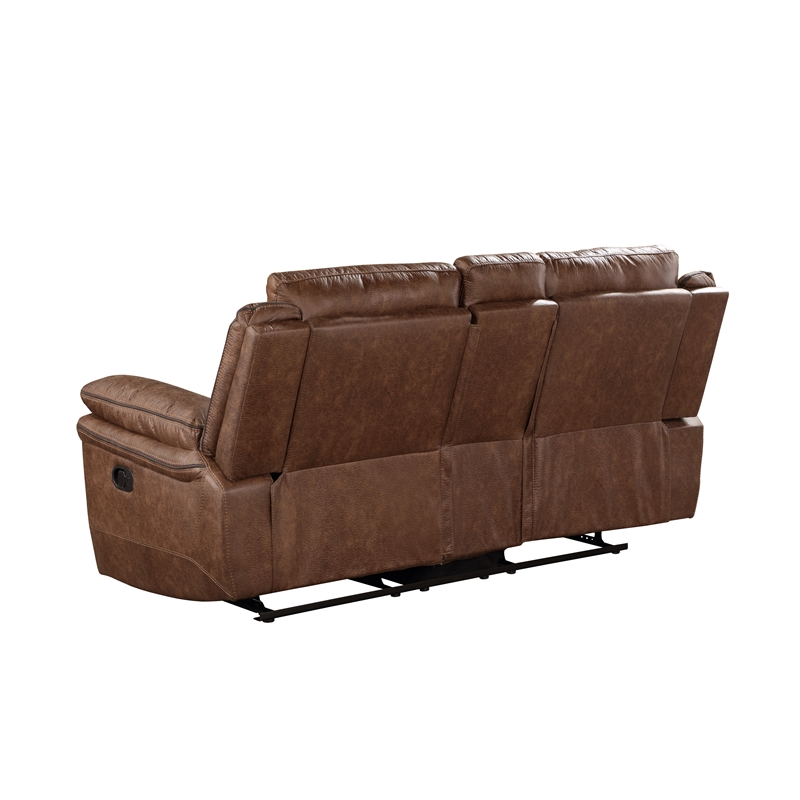 New Classic Furniture Ryland Polyester Fabric Console Loveseat in Brown