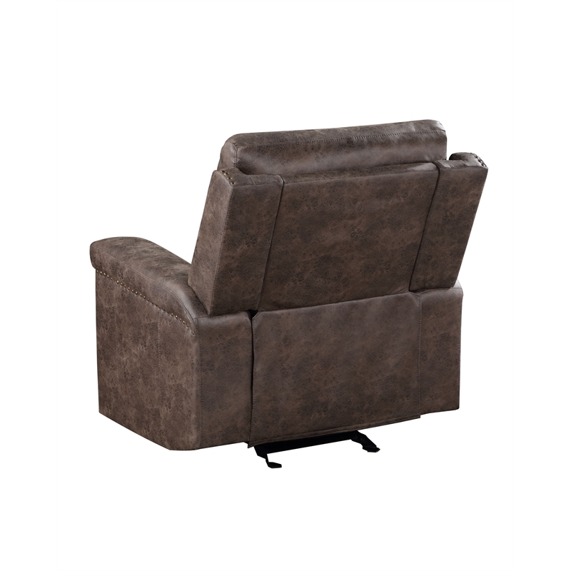 New Classic Furniture Quade Polyester Fabric Glider Recliner in Mocha