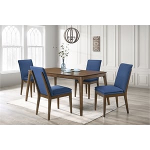 New Classic Furniture Maggie 5-Piece Wood Rectangle Dining Set in Blue