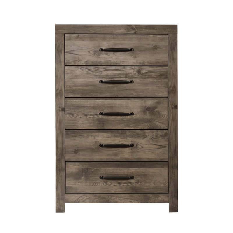 New Classic Furniture Misty Lodge 5-Drawer Wood Chest in Gray
