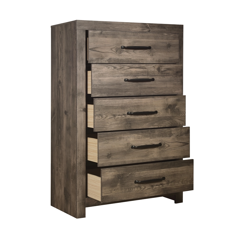 New Classic Furniture Misty Lodge 5-Drawer Wood Chest in Gray