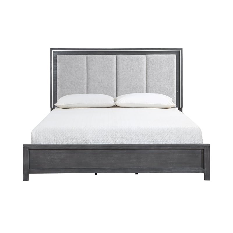 New Classic Furniture Odessa Solid Wood Queen Panel Bed in Charcoal