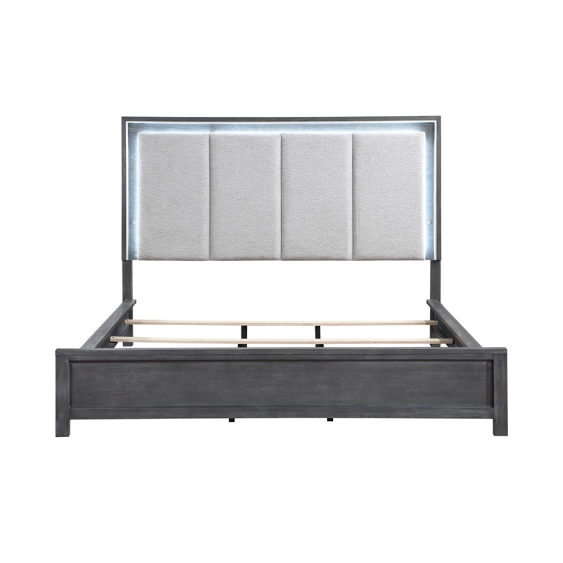 New Classic Furniture Odessa Solid Wood Queen Panel Bed in Charcoal