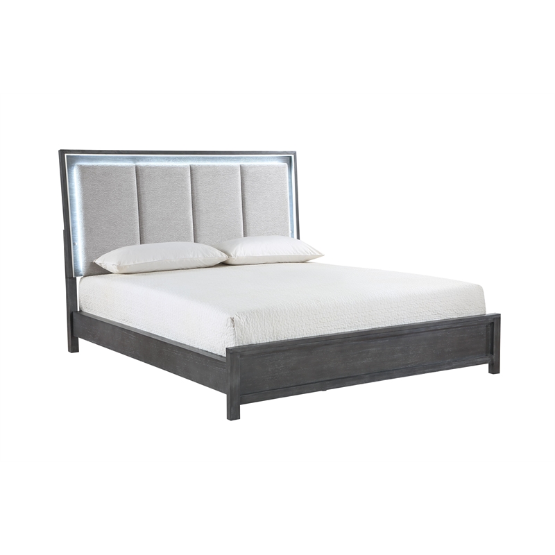 New Classic Furniture Odessa Solid Wood Queen Panel Bed in Charcoal